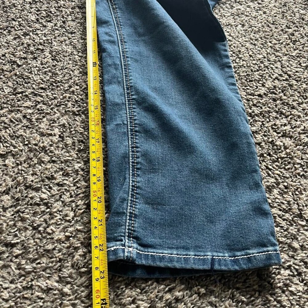 Y2K Babydoll Blue Denim Bootcut Wide Leg Earl Jeans Size 12 Rhinestone Coquette - Picture 8 of 8